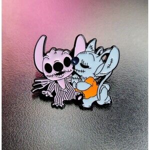 Halloween stitch as jack and sally enamel‎ pin, jack Skellington, nmbc costume